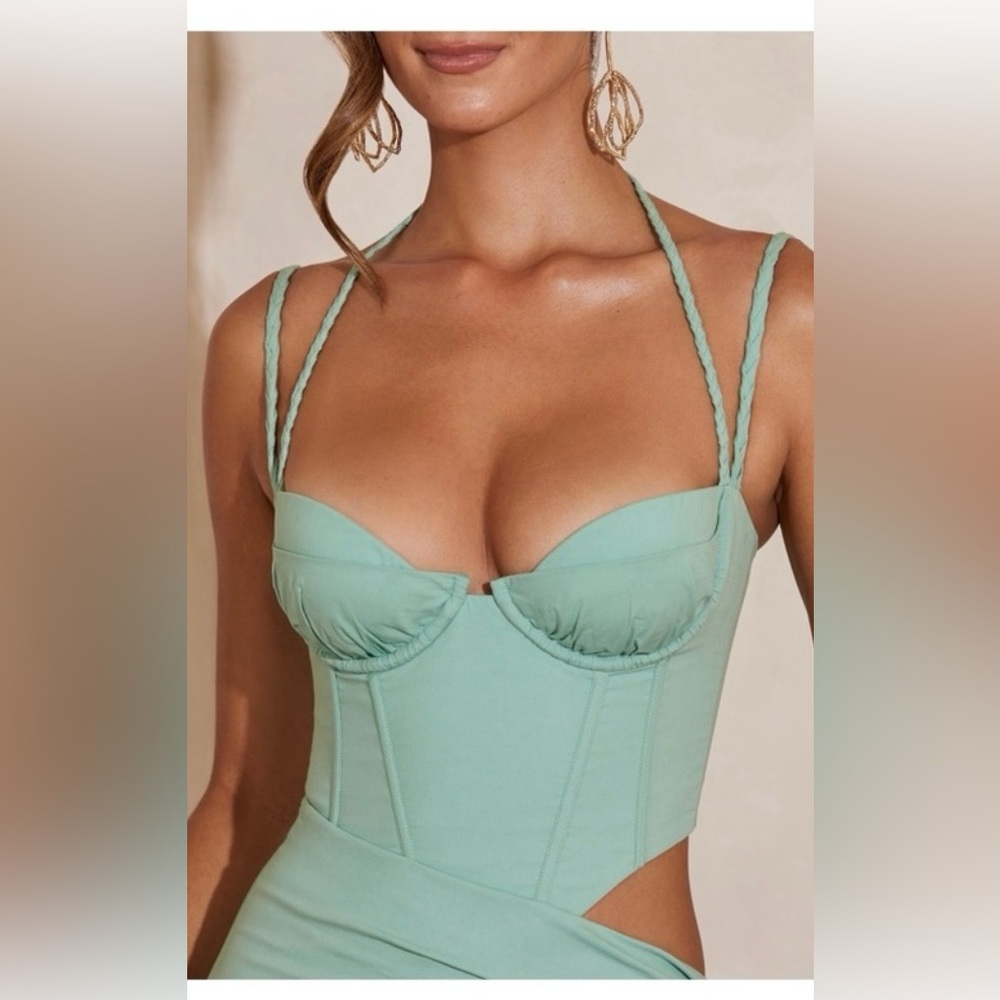Oh Polly Double Cup Blue Nesrine Corset Mini Dress - Picture 2 of 5